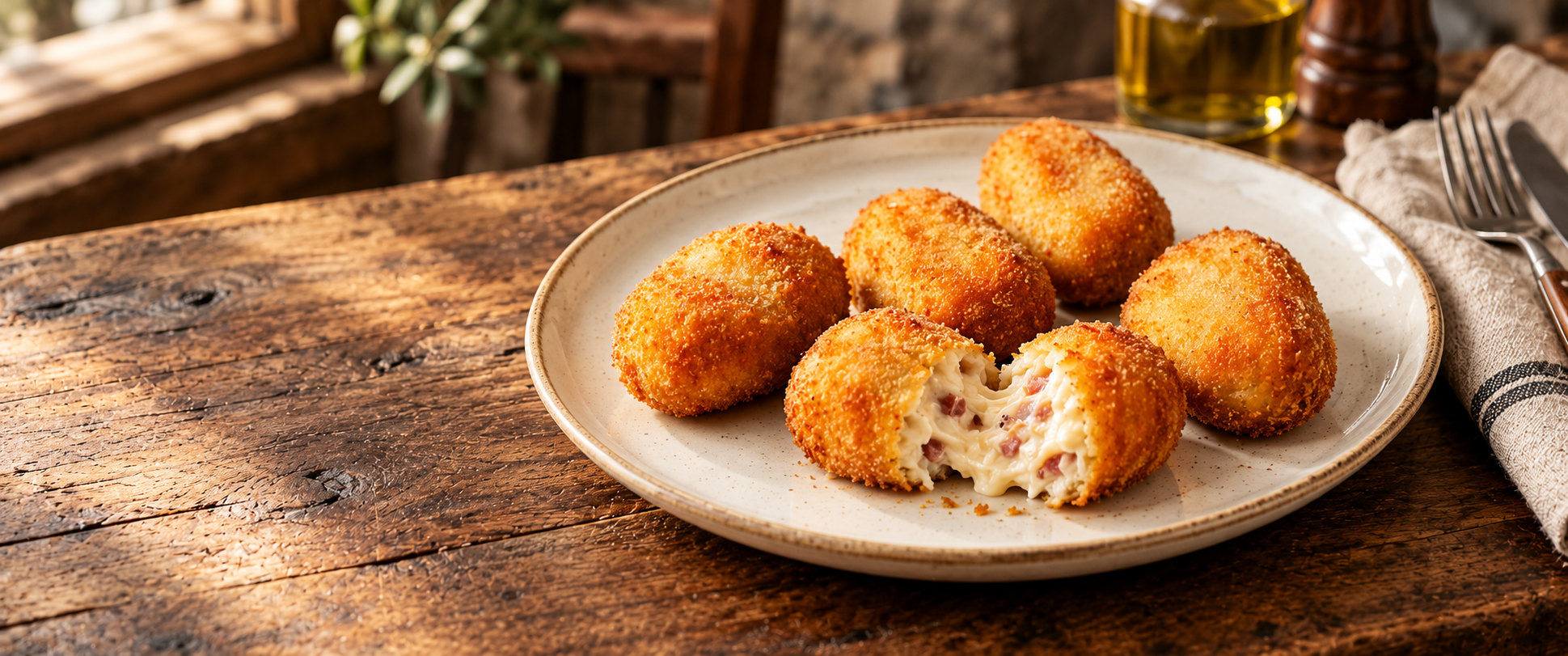 Croquetas doradas de jamón ibérico