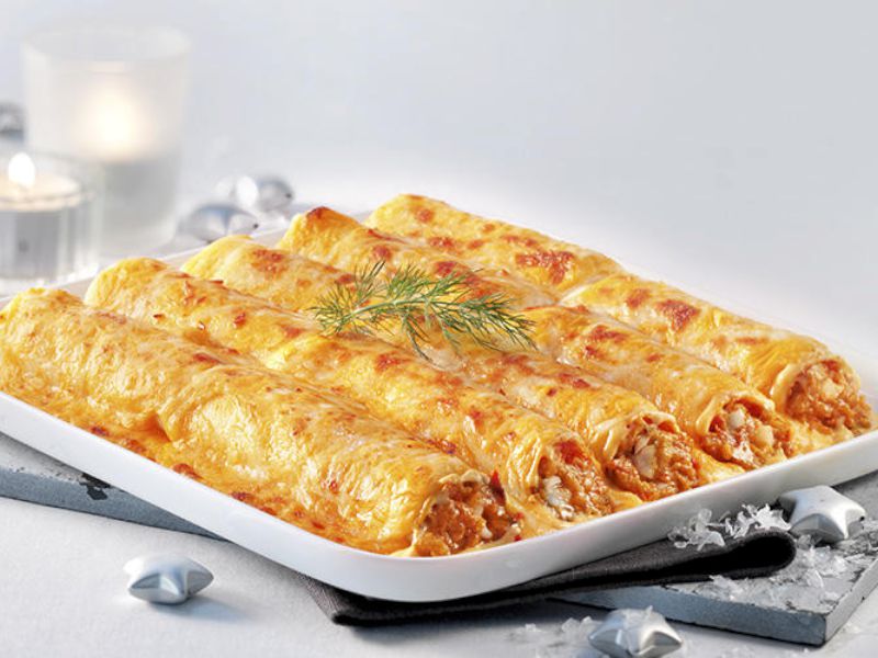 Canelones de marisco, rape y su bechamel 